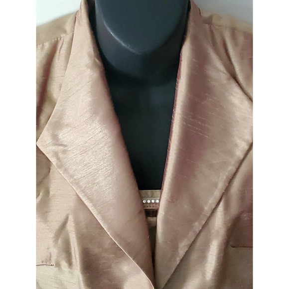 KM Collections by Milla Bell Formal 2 Pc Dress Set Gold Brocade Knee Length Sz 6 - Picture 2 of 14